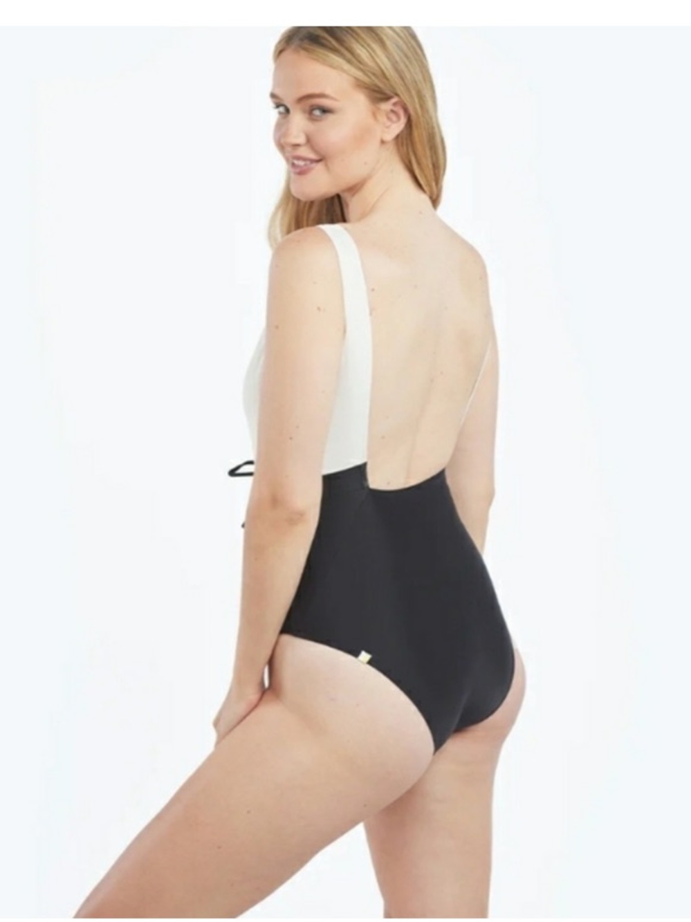 Summersalt Backflip Two Tone Black and White One Piece Tie Waist Swimsuit Size 8 - Picture 4 of 11